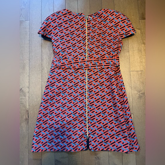 **SOLD** Versace La Greca Monogram Print Belted Wool Mini Dress, - Picture 7 of 13